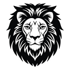 Obraz premium Lion head silhouette on white background