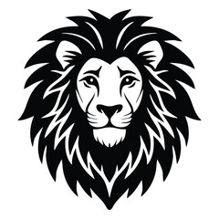 Fototapeta premium Lion head silhouette on white background