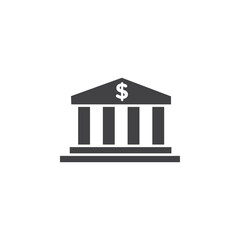 Bank icon Flat simple outline set