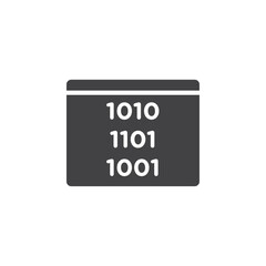 Binary code icon Flat simple outline set