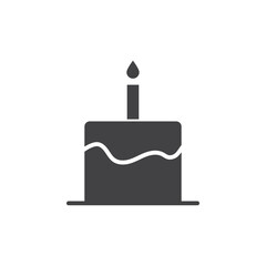 Birthday cake icon Flat simple outline set
