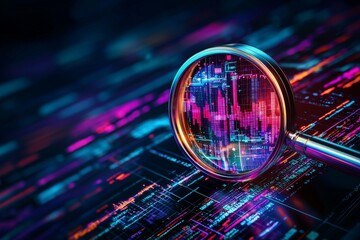 Magnifying Glass Focusing on Colorful Data Visualization