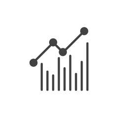 Chart icon Flat simple outline set