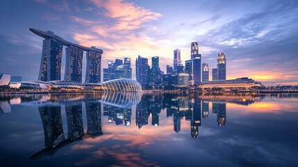 Panoramic View of Marina Bay Sands in Singapore
