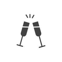 Clinking glasses icon Flat simple outline set