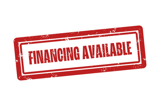 Financing available. A red stamp isolated on white background.