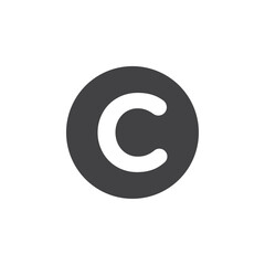 Copyright icon Flat simple outline set