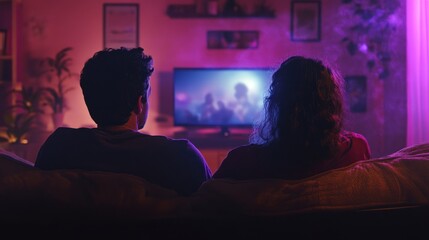 Couple Relaxing on the Couch Watching Television