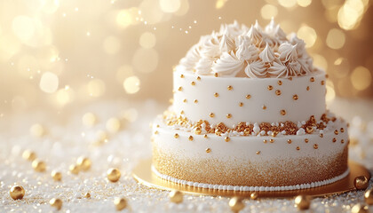 Elegant 3D Model of a Wedding Cake with Gold Accents