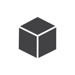 Cube icon Flat simple outline set