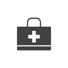 Doctor bag icon Flat simple outline set