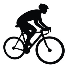 Fototapeta premium Cyclist with bicycle vector silhouette art on white background