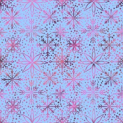 Christmas ice scribble seamless snowflakes pattern for wrapping paper and fabric