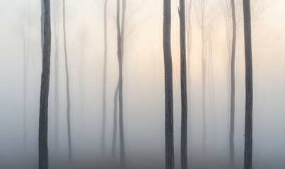 Obraz premium A forest with foggy trees