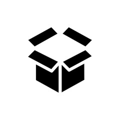 Open box icon Flat simple outline set