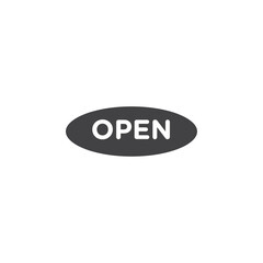 Open sign Flat simple outline set