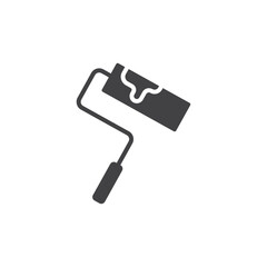Paint roller icon Flat simple outline set