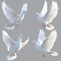 Obraz premium Four white doves.