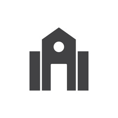 School icon Flat simple outline set