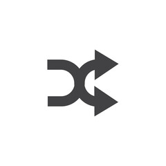 Shuffle icon Flat simple outline set