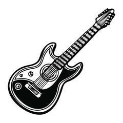 Fototapeta premium Guiter musical instrument vector silhouette art on white background