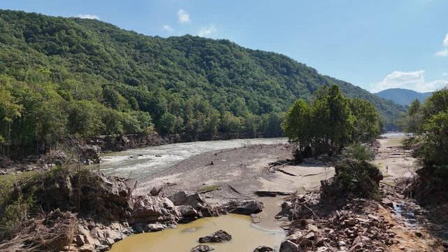 Embreeville, TN Nolichucky River aftter Hurricane Helene. 4K