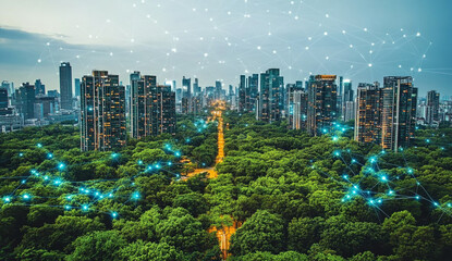 Obraz premium Cutting-edge AI-driven smart grid managing energy distribution