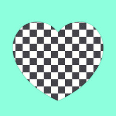 heart shape frame and  check pattern  composition , minimal vintage card design . 