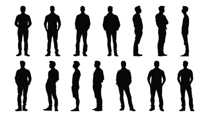 Man silhouettes set, people pack of vector silhouette design, isolated background