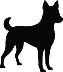 Dog silhouette vector art illustration and graphics isolated on white Background.
