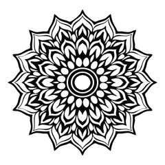 Black color mandala silhouette art illustration