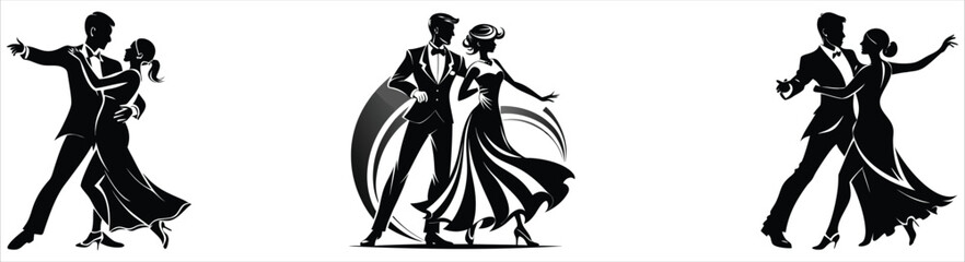 Fototapeta premium Dancing couple a striking monochromatic vector design