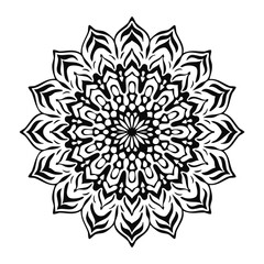 Black color mandala silhouette art illustration