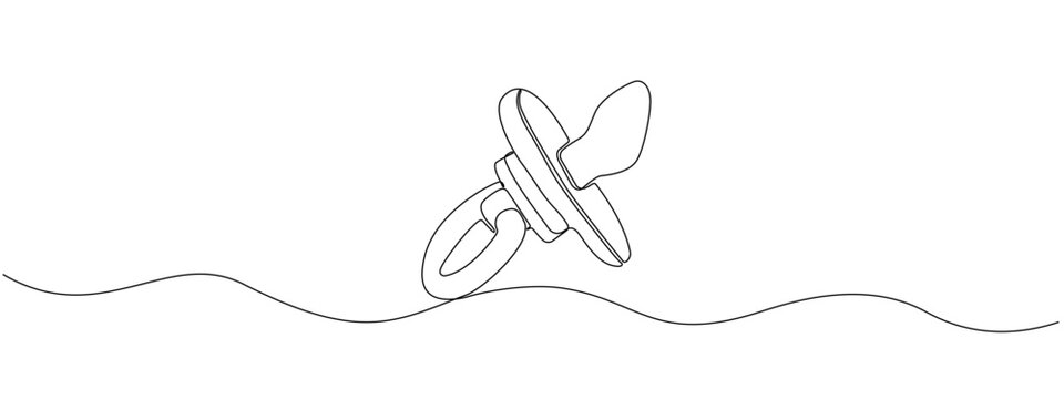 recommend clip art: Drawing of baby soother with one continuous line. Baby pacifier in single line art style. Simple editable vector illustration