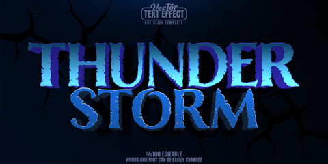 Thunder editable text effect, customizable storm and lightning 3d font style