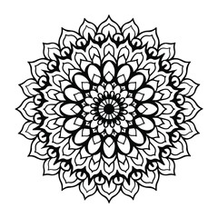 Black color mandala silhouette art illustration