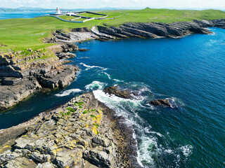 Saint johns Point with the dangerous Rocks that ships must watch for rocks from a UAV Drone