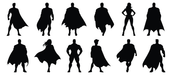 Superhero silhouette set vector design big pack of hero illustration and icon