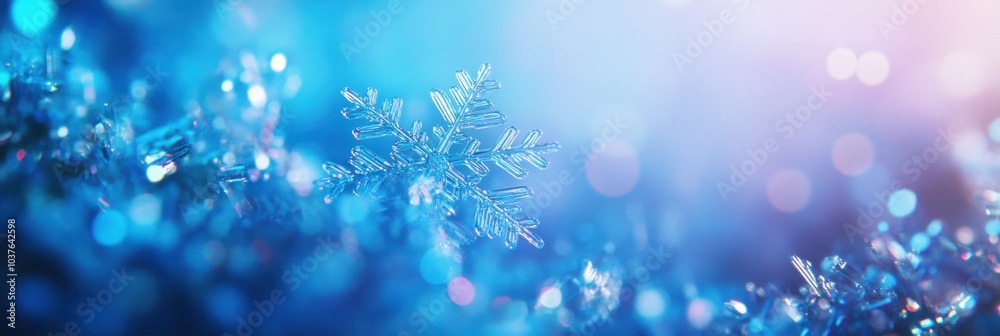 Aufkleber delicate abstract snowflakes shimmer in shades of blue, creating a mesmerizing winter atmosphere wit