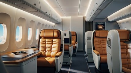 Fototapeta premium Airplane first class interior.