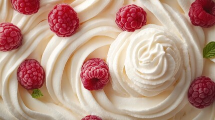Delicate Pavlova Dessert in Circular Arrangement from Top-Down Perspective, showcasing Elegant Curves - Quality Australian/New Zealand Stock Photo