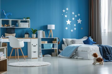 A stylish children room blue themed