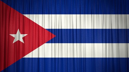 Cuba, Republic of Cuba Flag and Theater Curtain Image.