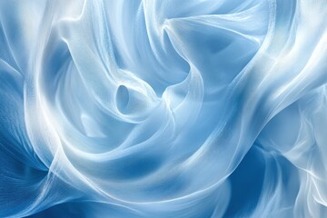 Fototapeta premium Delicate, swirling frosty patterns dance across a soft blue background, evoking a sense of winter's calm beauty and ethereal grace. Generative AI