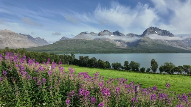 Timelapse Lygen Mountain and Lake view, Norway