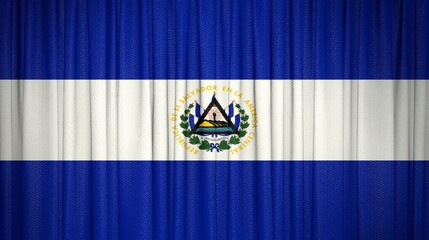  El Salvador, Republic of El Salvador Flag and Theater Curtain Image.