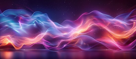Obraz premium Abstract background with glowing pink, blue and orange waves.