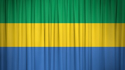 Gabon, Gabonese Republic Flag and Theater Curtain Image.