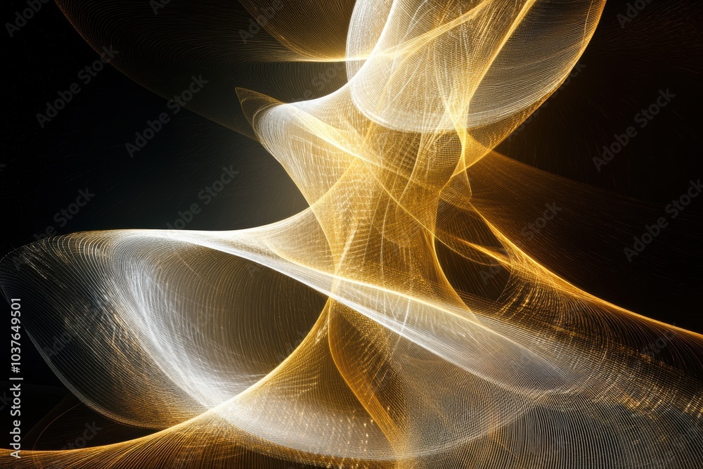 Poster glowing lines and curves create an abstract depiction of a christmas tree, radiating warmth and fest