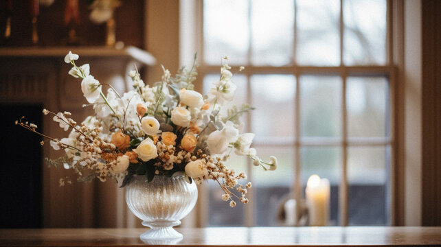 Beautiful flowers bouquet, botanical home decor and floral arrangement, English countryside style and florist design for floral shop, flower arranging workshop or class idea